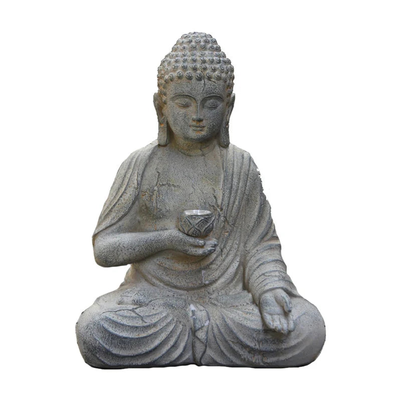 Solar Buddha Statue Sculpture Garden Decor Light Zen Asian Outdoor Indoor