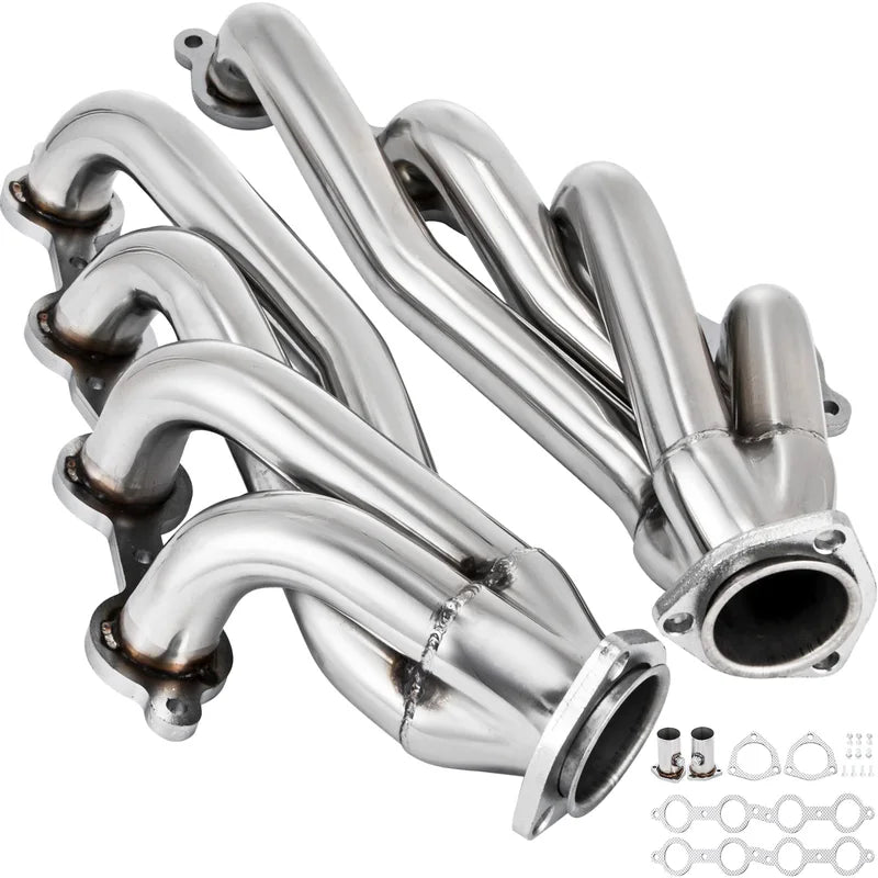 Exhaust Header Swap Kit for Chevrolet GMC LS Engine Trucks - Long Tube Manifold Set with Gasket