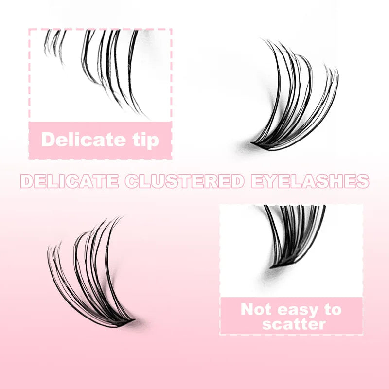 DIY Eyelash Clusters 200 Pieces Natural Wispy Curly Lash Set - 9-16mm Fluffy Personal Lash Extensions