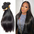 Bone Straight Brazilian Human Hair Weave Bundles 14-32 Inch Natural Black Remy Extensions