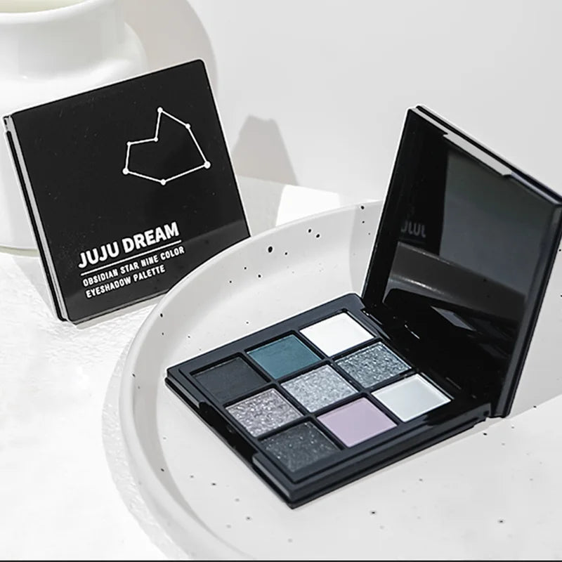 Black 9-Color Eyeshadow Palette Smoky & Dark Makeup