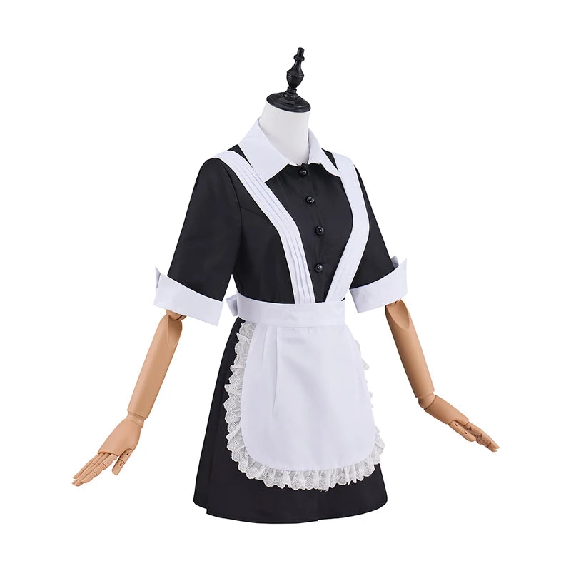 Magenta Rocky Horror Costume Maid Dress with Apron for Halloween Party Disguise