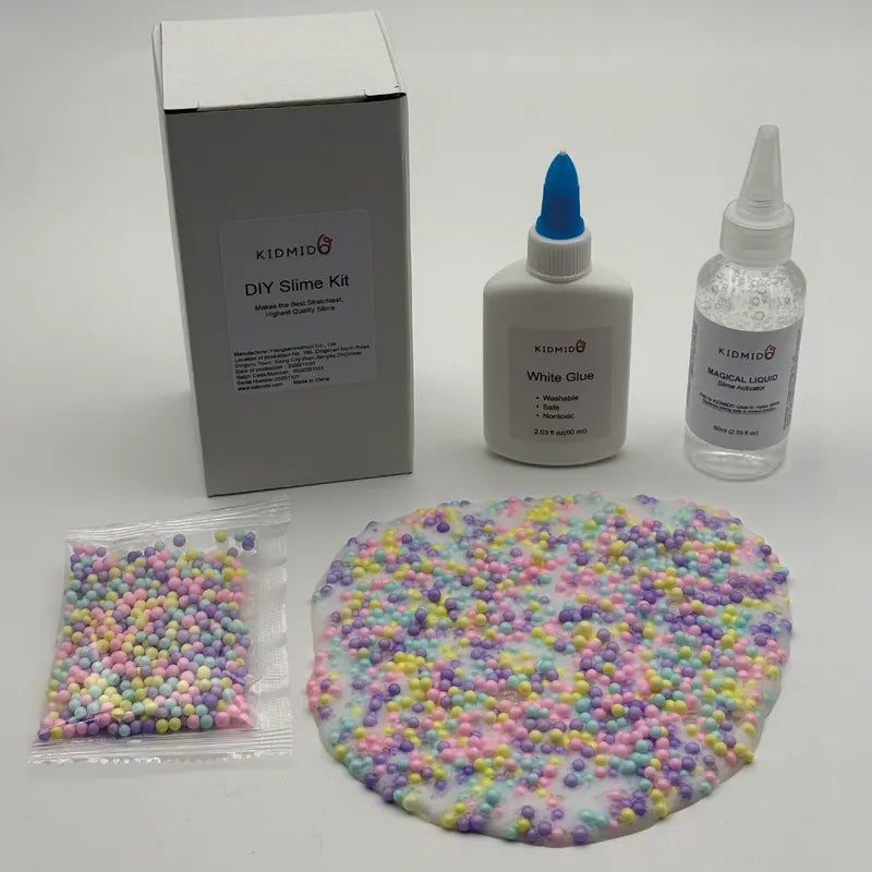 DIY Slime Kit with White Glue, Activator & Color Foam Balls for Kids Crafts