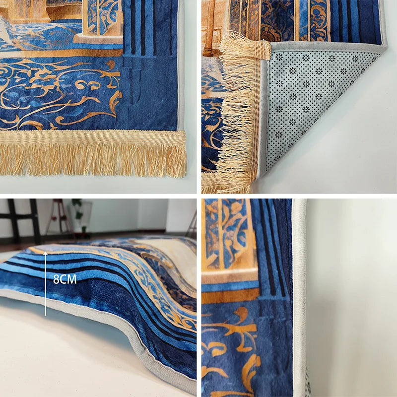 Islamic Prayer Rug 70x110cm Living Room Decor Muslim Prayer Mat with Sponge Pad