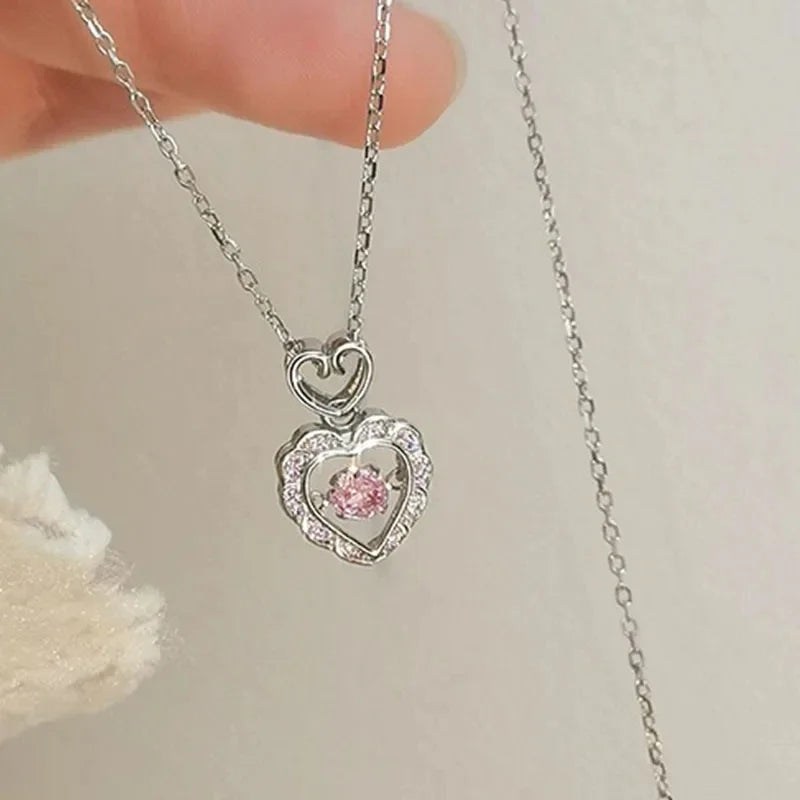 Elegant Heart-Shaped Necklace for Women with Crystal Pendant - Romantic Jewelry Gift