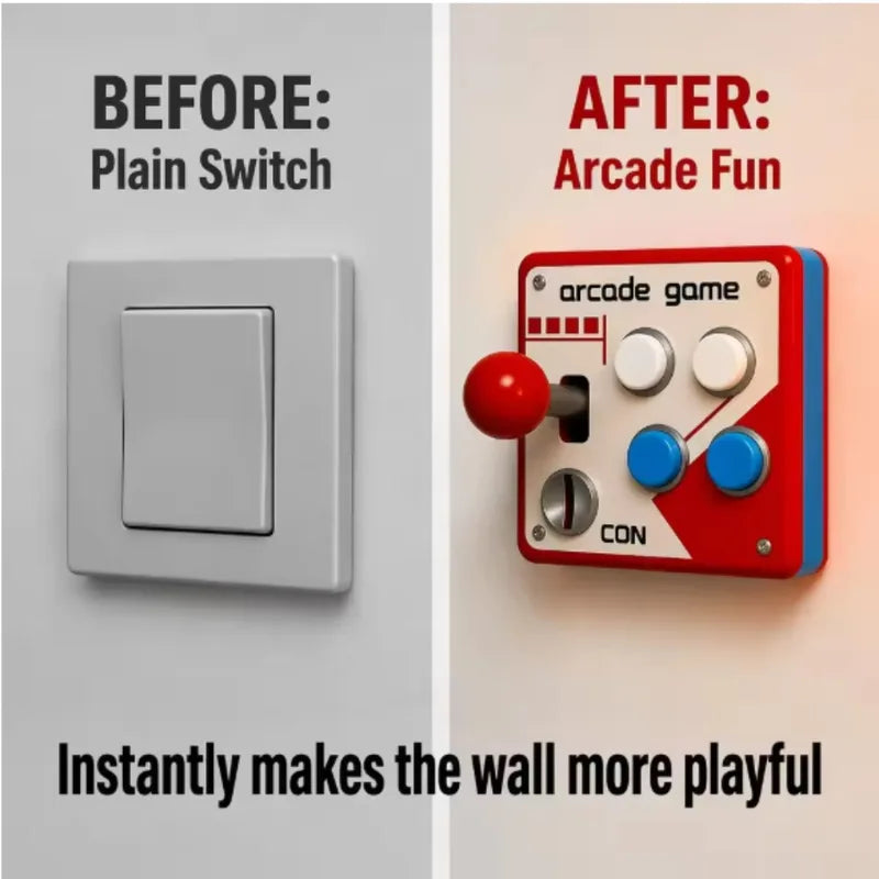 Retro Arcade Joystick Light Switch Cover - 3D Printed Wall Decor, Gaming Gift