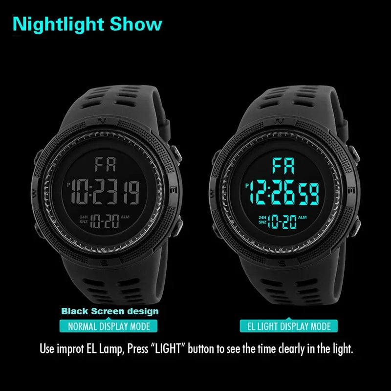 Men's Digital Sports Watch Multifunction Military Luminous Waterproof Wristwatch