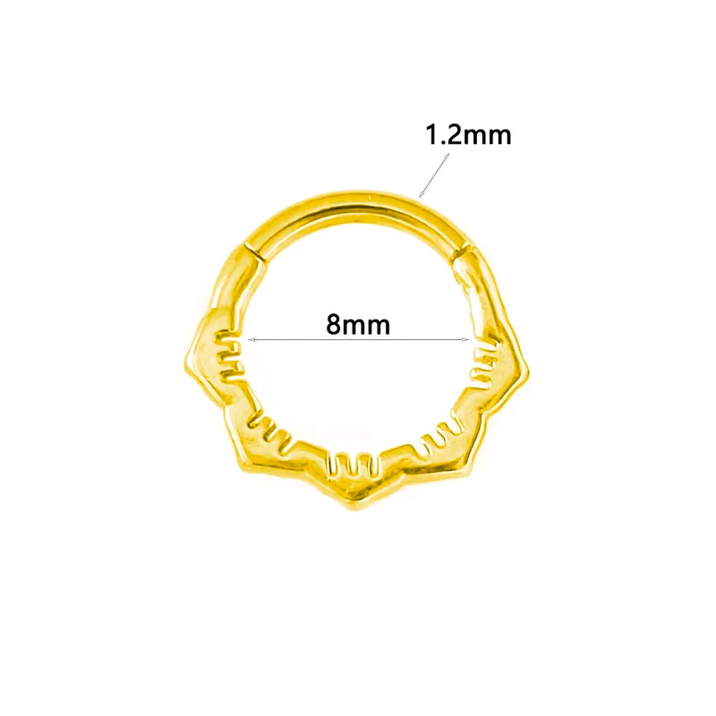 Sunflower Septum Piercing Clicker Hoop Jewelry - Hypoallergenic Steel