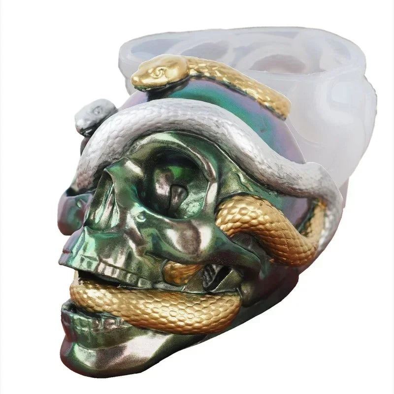 Skull Snake Head Resin Mold Silicone Candle Craft Halloween Decor