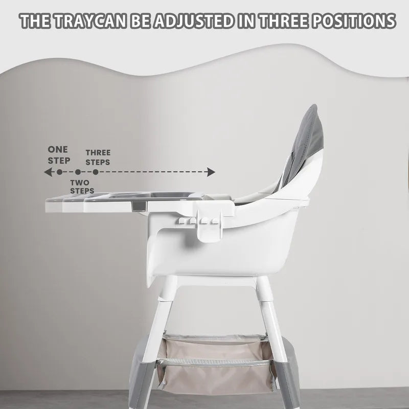 Portable Baby High Chair with Removable Double-Layer Tray & Toy Rack - Adjustable & Easy to Clean, Suitable for 6 Months to 3 Years