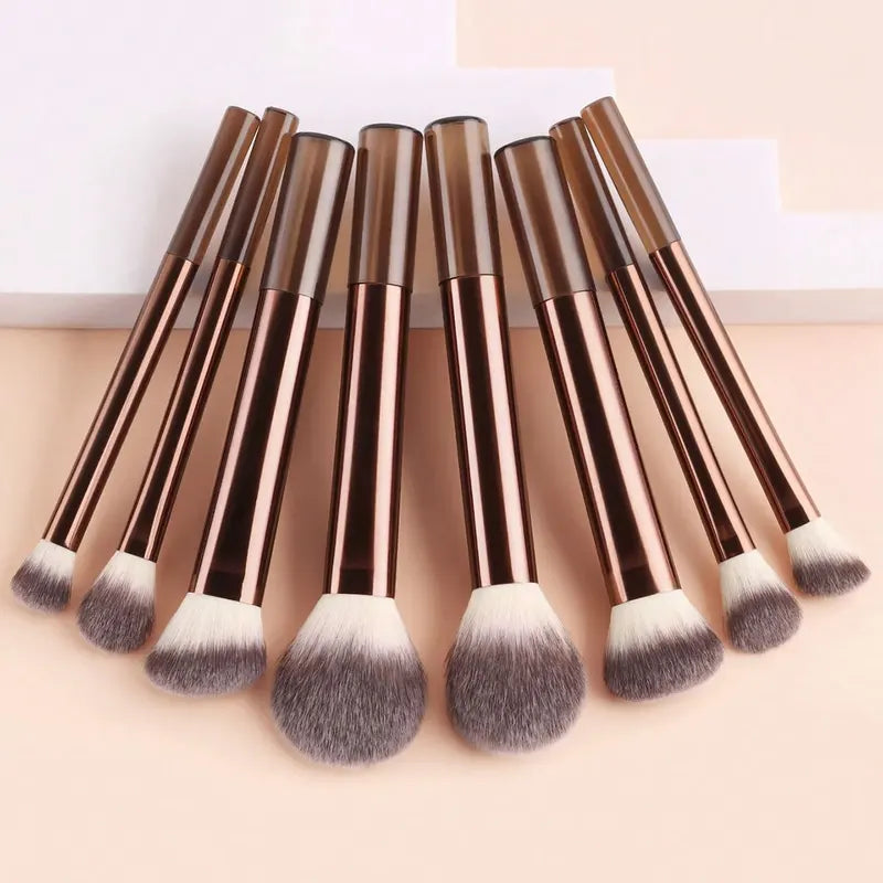 8-Piece Professional Makeup Brush Set with Long Handles for Face Powder Blush Foundation Contour