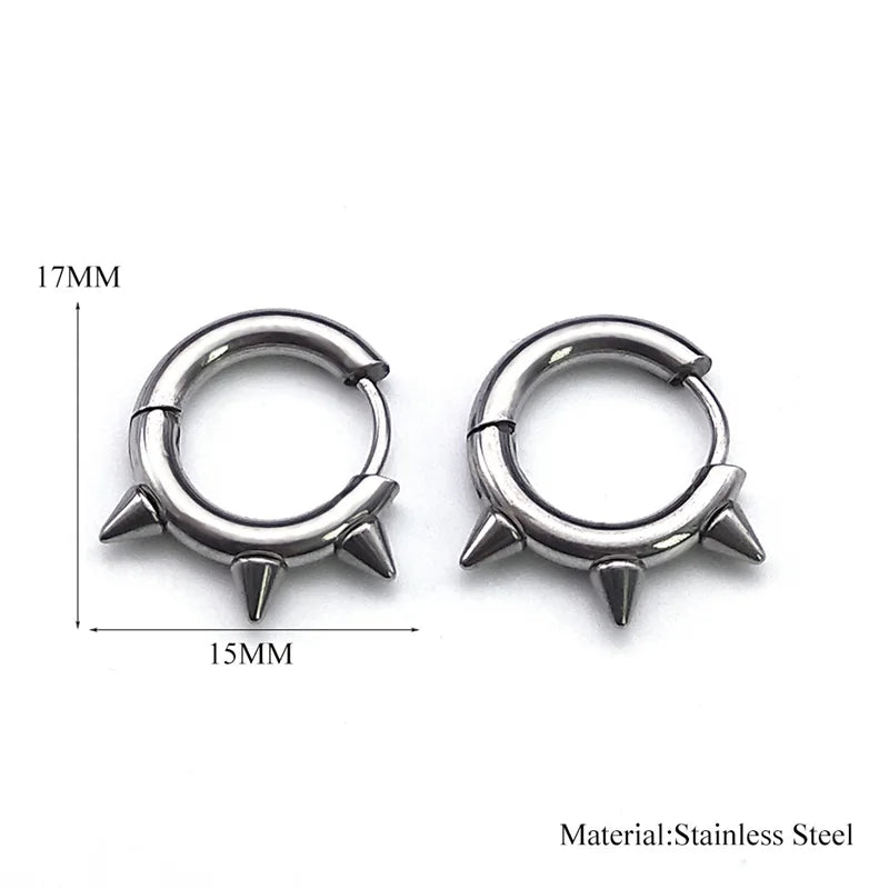 Unisex Punk Spike Rivet Hoop Earrings - Gothic Gothic Gothic Style Jewelry