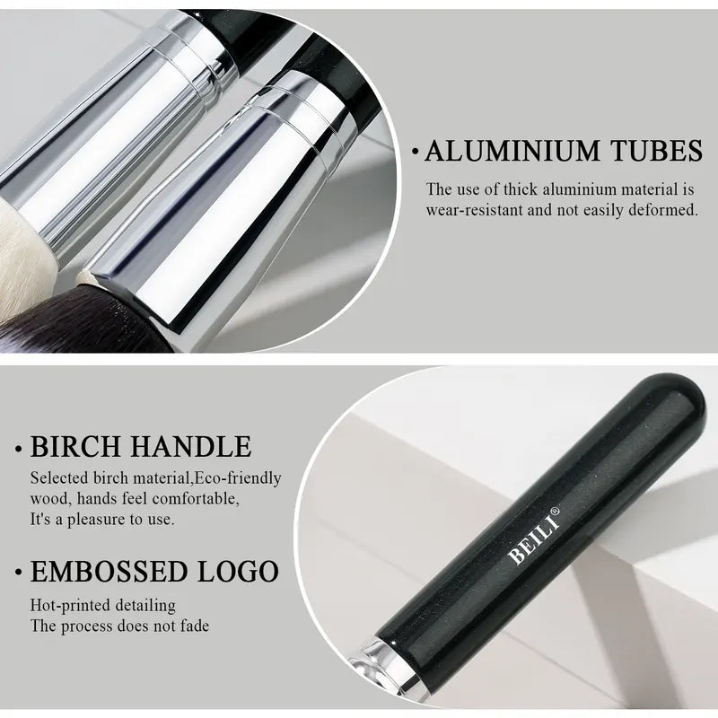 Professional Makeup Brush Set with Natural Goat Hair for Foundation Contour Eyeshadow