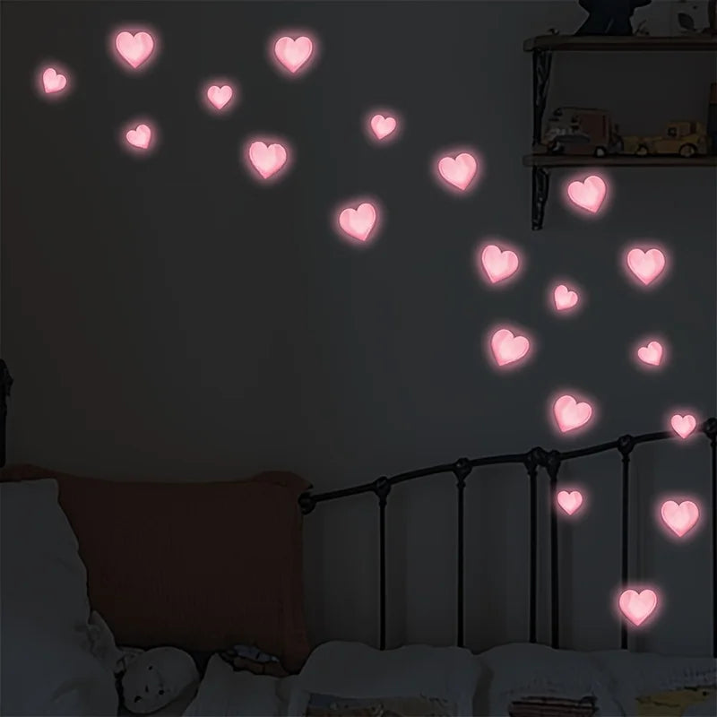 Pink Love Glow in The Dark Wall Decals for Nursery & Home Decor