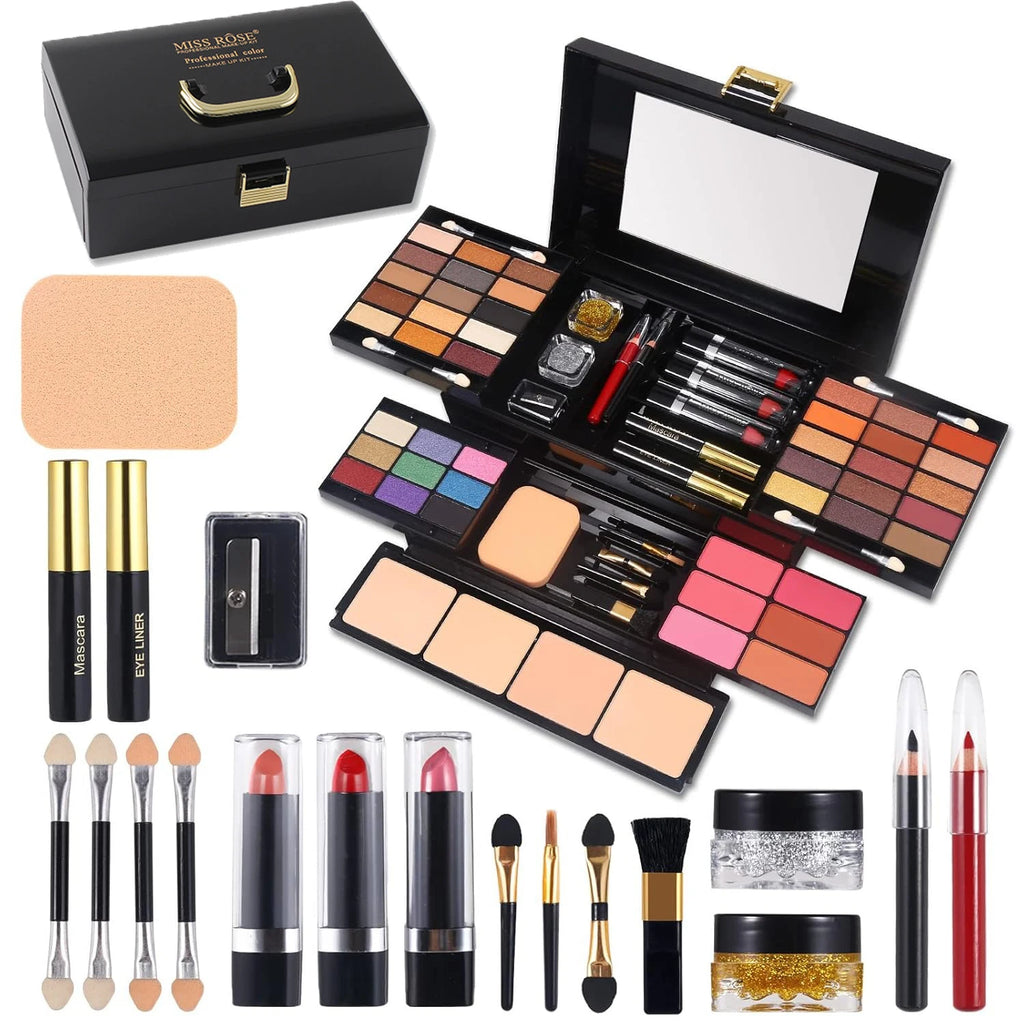 All-in-One Professional Makeup Kit with Eyeshadows Lipstick Blush & Mirror