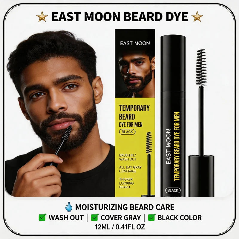 Men's Beard & Eyebrow Dye Kit Natural Black Long Lasting No Fade Moisturizing Formula