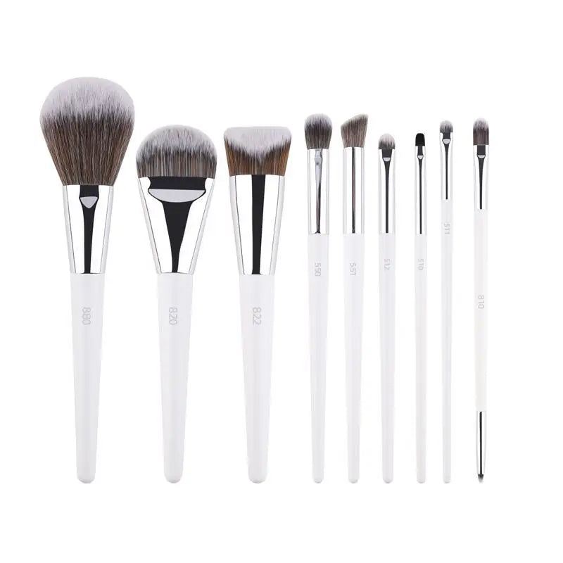 Makeup Brush Set with 3D Liquid Foundation & Eyeshadow Blending Tools - Multiple Handle Colors
