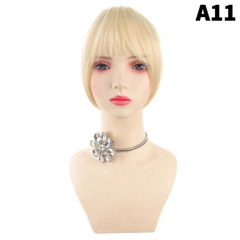 Synthetic Hair Piece with Clip-On Bangs for Women, Fluffy & Natural-Looking Styling Accessories