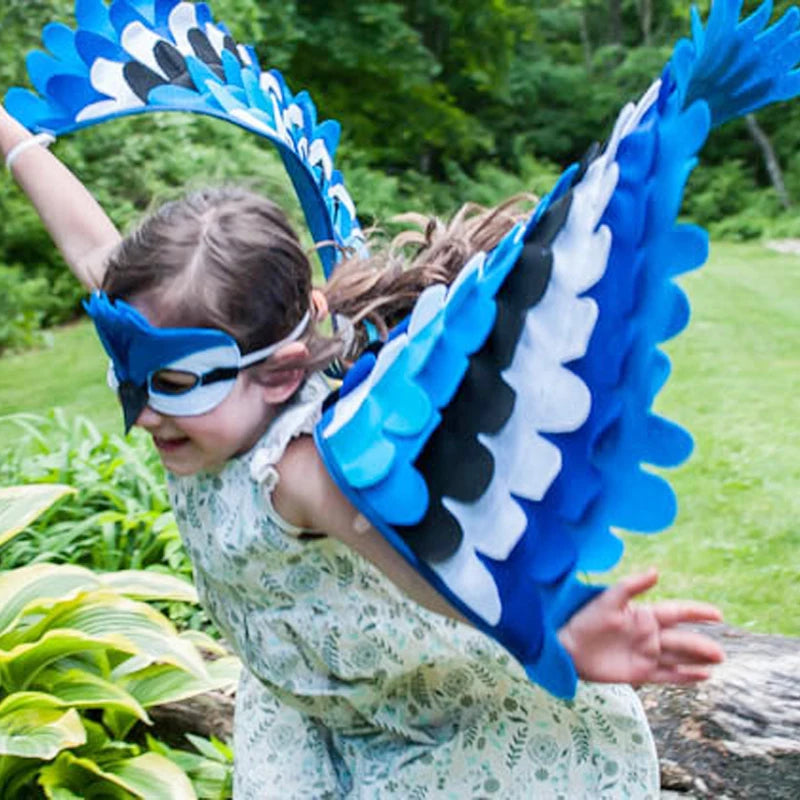 Kids Bird Costume Felt Wings with Mask for Halloween & Cosplay - Adjustable Size