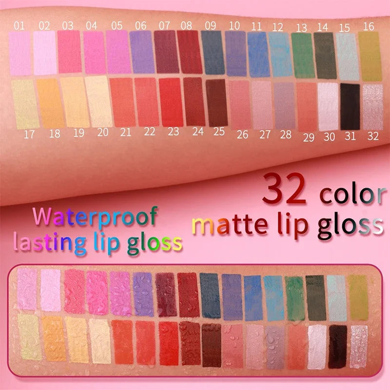 Matte Liquid Lipstick Waterproof Velvety Lip Gloss - 32 Shades