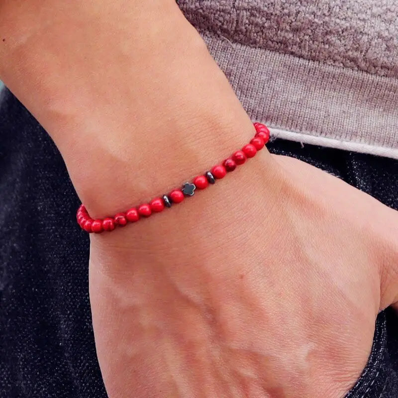 Men's Hematite Beaded Bracelet 4mm Strand Yoga Meditation Jewelry