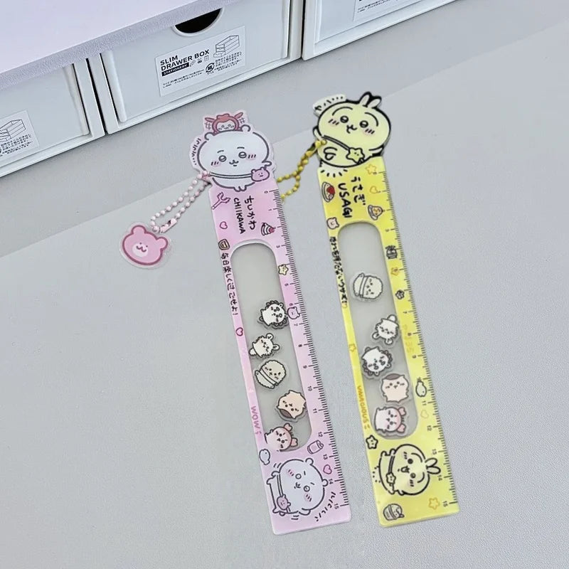 Clear Acrylic 15cm Sliding Ruler with Pendant for Drawing & Journals