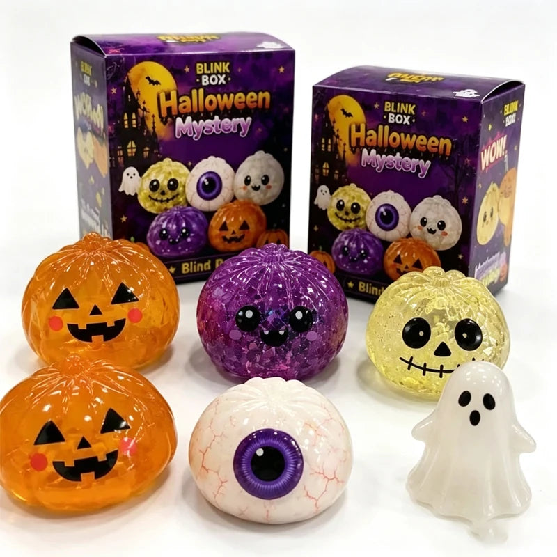 Halloween Mystery Blind Box Glitter Squishy Fidget Pumpkin Ghost Skull Stress Toy