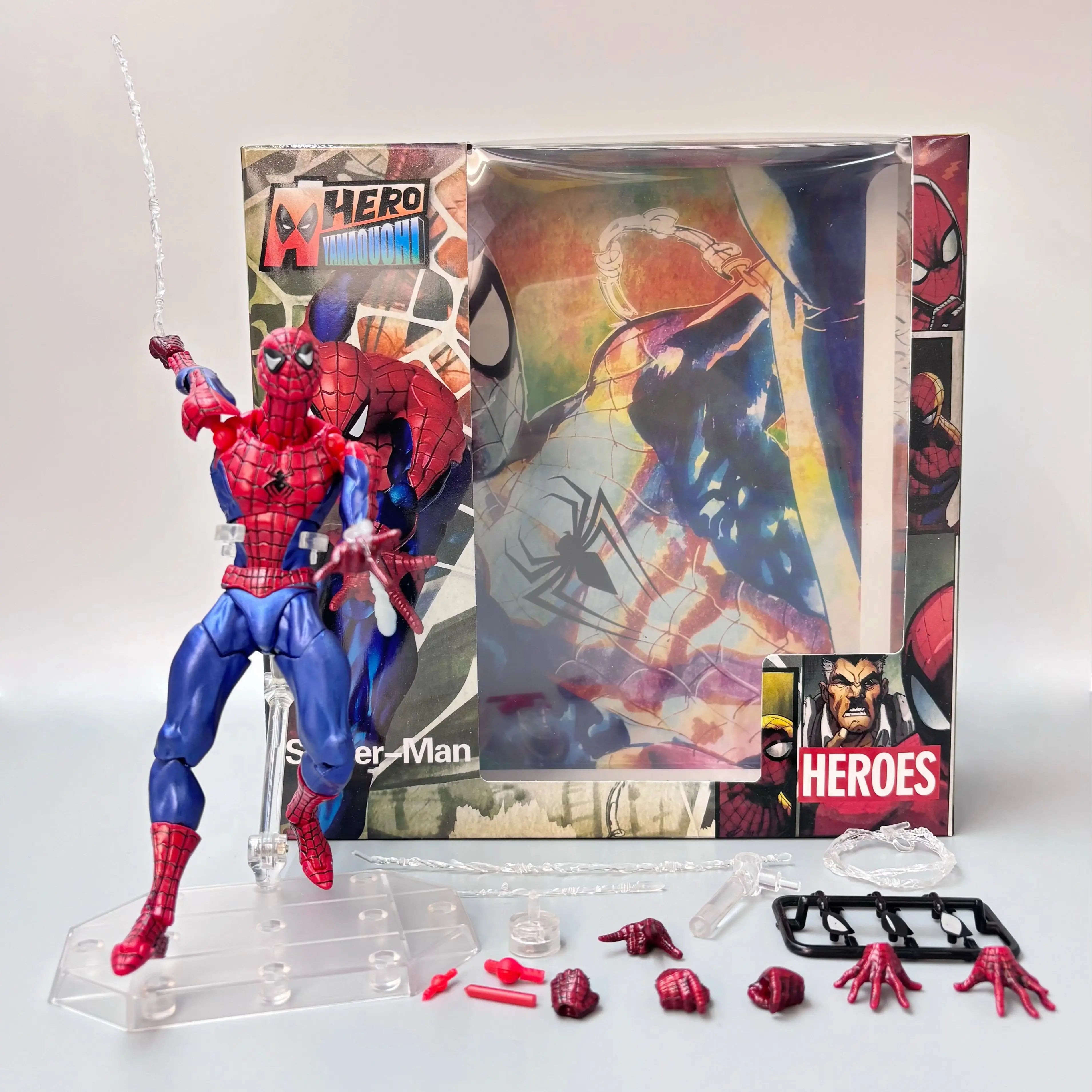 Spider-Man Symbiote Action Figure with Interchangeable Eyes & Hands, Stand Included
