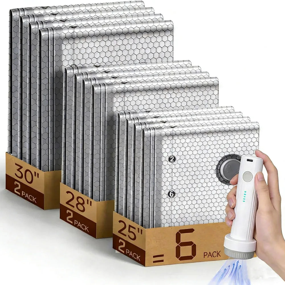 Travel Vacuum Bags with Rechargeable Pump, Space Saver Compression Packing Set