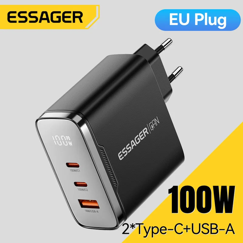 GaN USB C Fast Charger 100W Digital Display QC 4.0 PD 3.2 Universal Compatibility