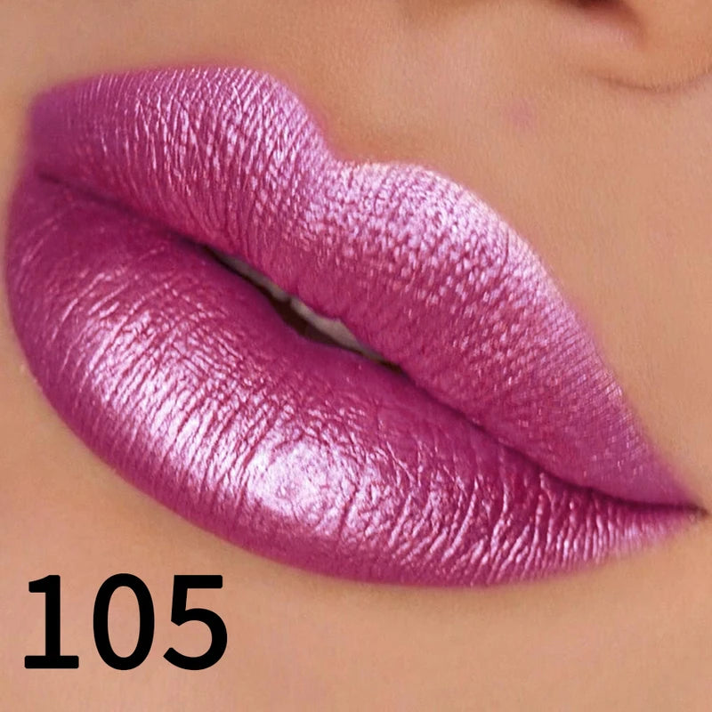 Hydrating Glitter Lipstick Set - 19 Vibrant Pearl Colors with Metallic Shine