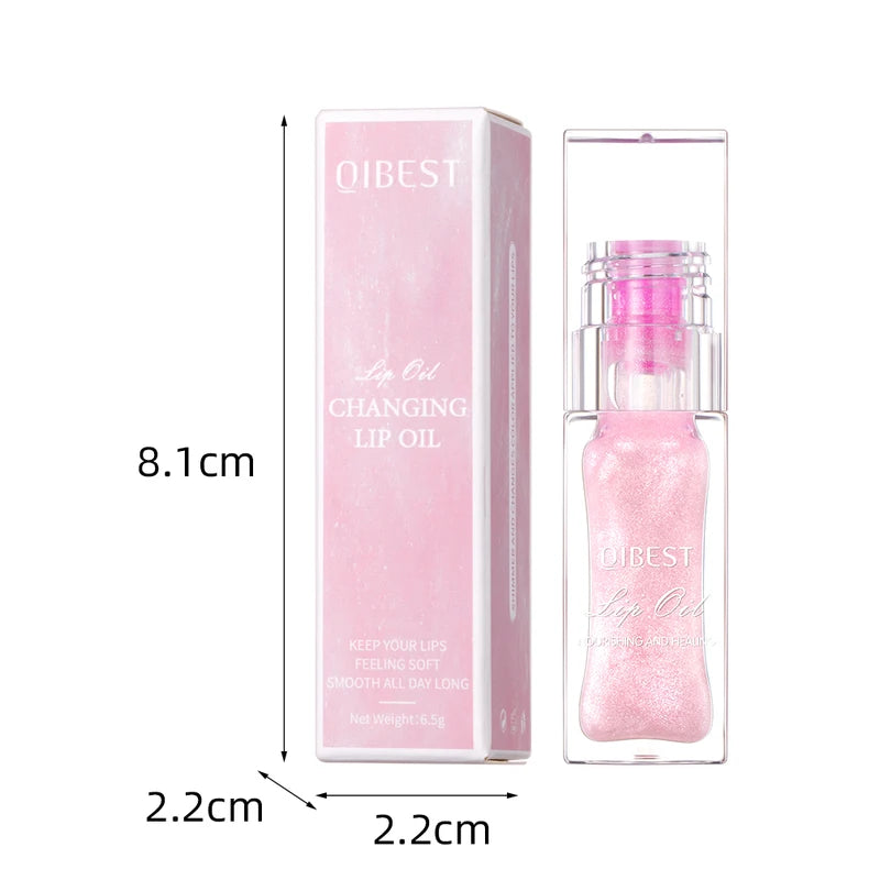 Color Changing Lip Oil Moisturizing Lip Gloss with Glitter Shine - Multiple Colors