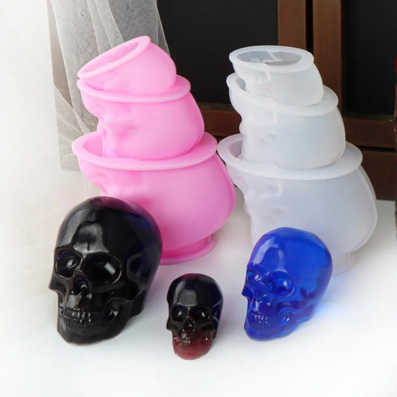 3D Human Skull Silicone Mold for Candle Making Halloween DIY Home Decor Gift