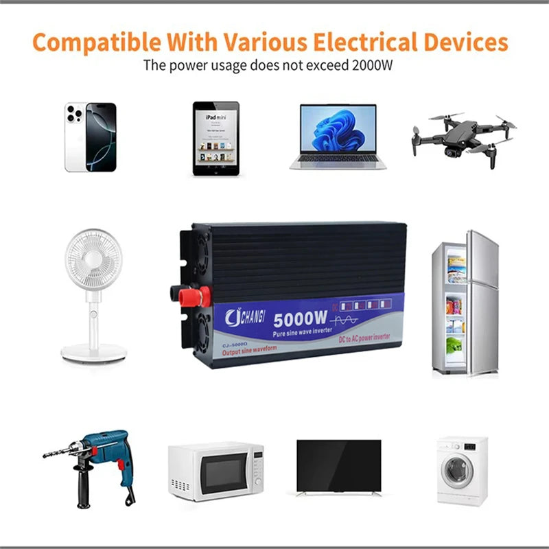 Pure Sine Wave Inverter 3000W 5000W DC to AC Converter for Solar RV Home