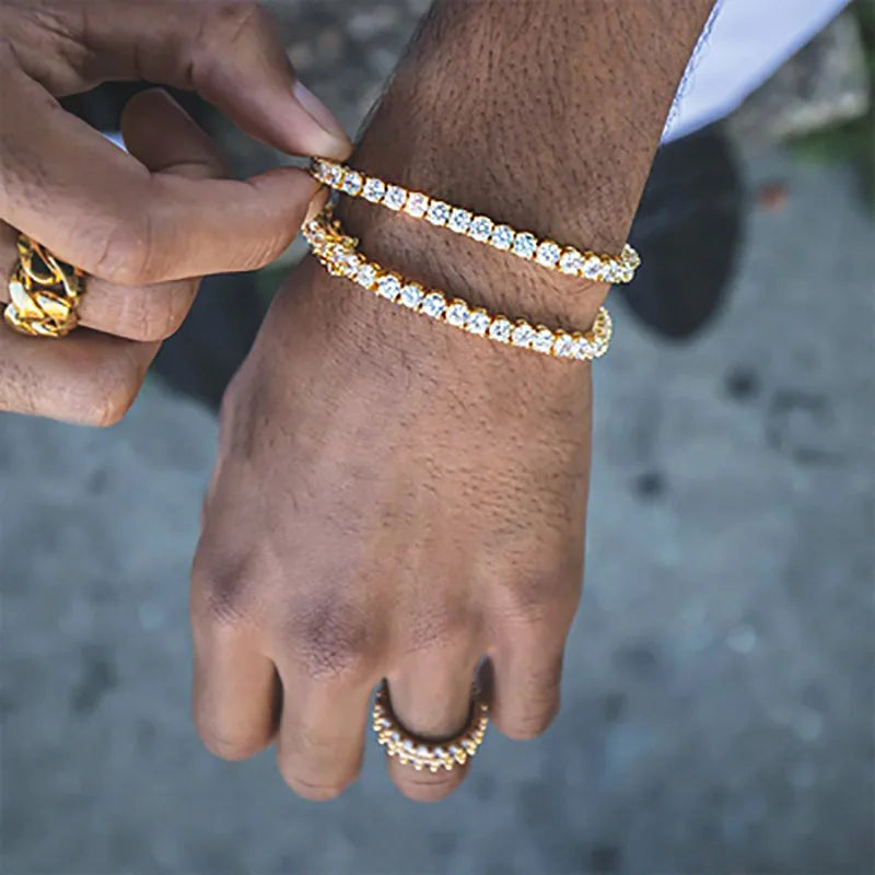 Iced Out Crystal Tennis Bracelet for Men Women Punk Hip Hop Jewelry