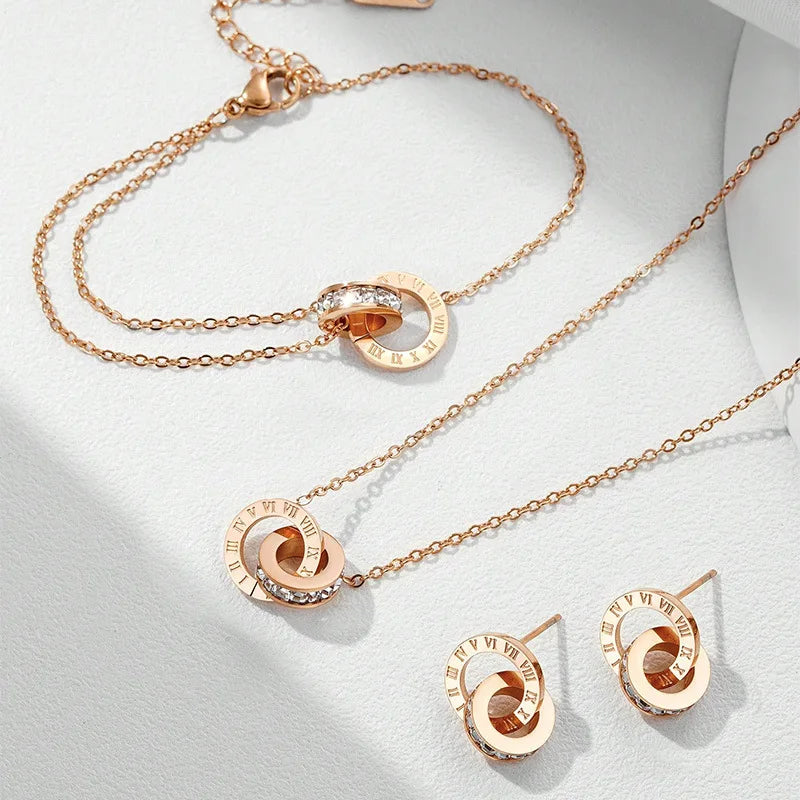 Women’s Classic Jewelry Set with Necklace, Bracelet & Earrings - Versatile Daily Accessories