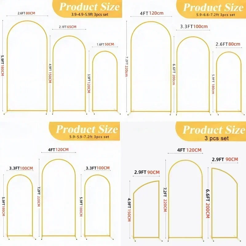 Large Metal Balloon Arch Backdrop Stand for Weddings & Events, Reusable Gold Frame