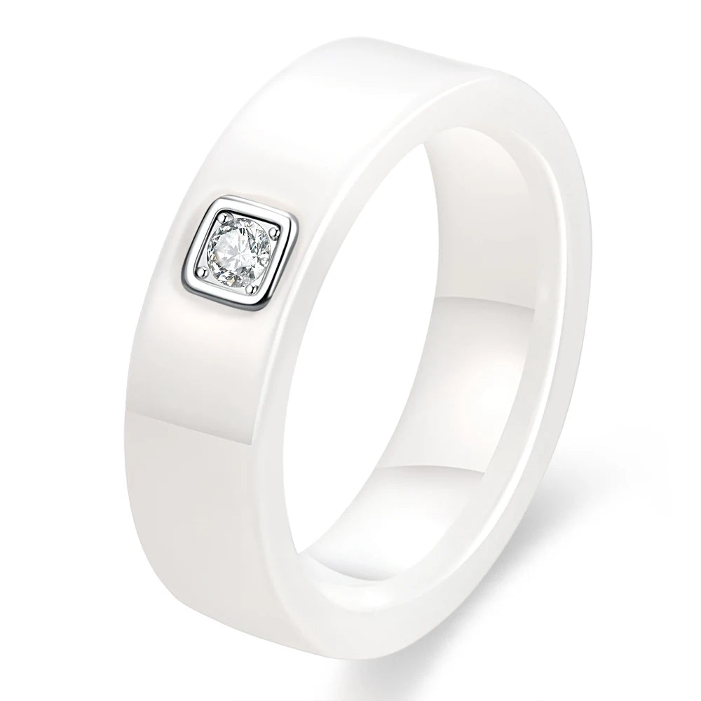 Elegant Black and White Ceramic Rings for Women - Engagement Wedding Jewelry