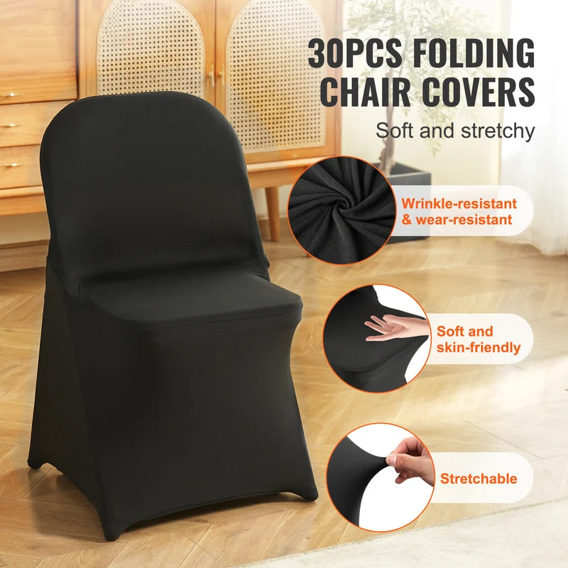 Stretch Spandex Folding Chair Covers Set - Washable Protective Slipcovers for Dining, Banquet & Event Chairs
