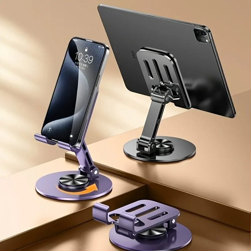 All-Metal Foldable Phone & Tablet Stand 720° Rotation Anti-Slip Support
