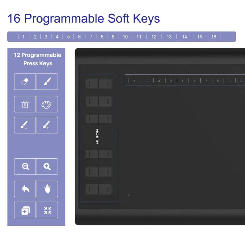 Graphics Drawing Tablet with 8192 Pressure Sensitivity & Custom Hot Keys