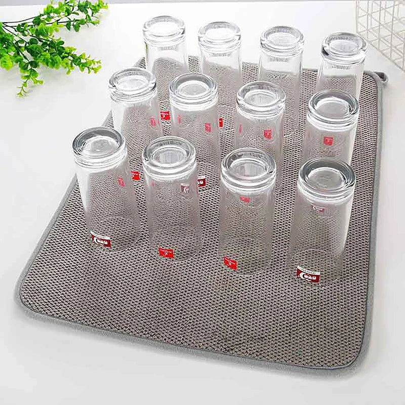 Microfiber Dish Drying Mat for Kitchen Cabinet Non Slip Heat Resistant Draining Pad