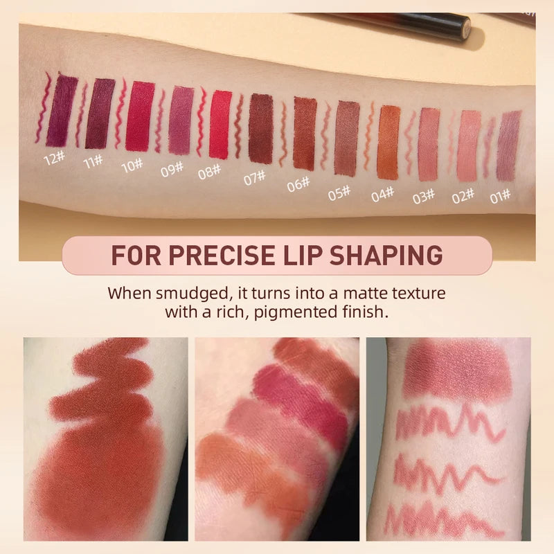 Waterproof Long Lasting Lipstick and Lip Liner Set - Matte, Nude & Red Shades