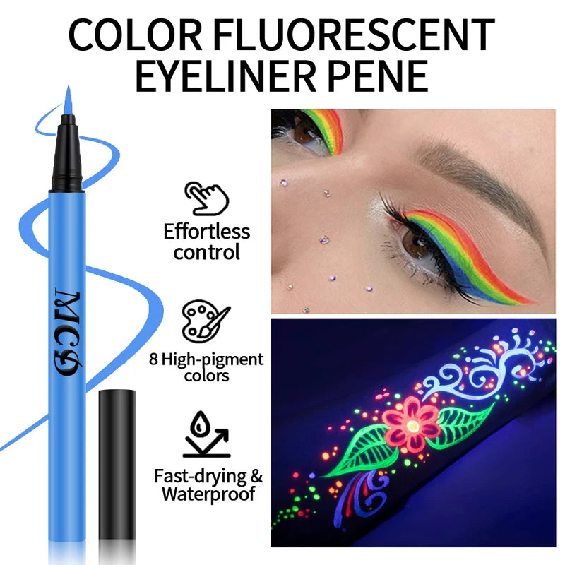 Neon Colored Waterproof Liquid Eyeliner Pen - UV Blacklight Face & Body Makeup