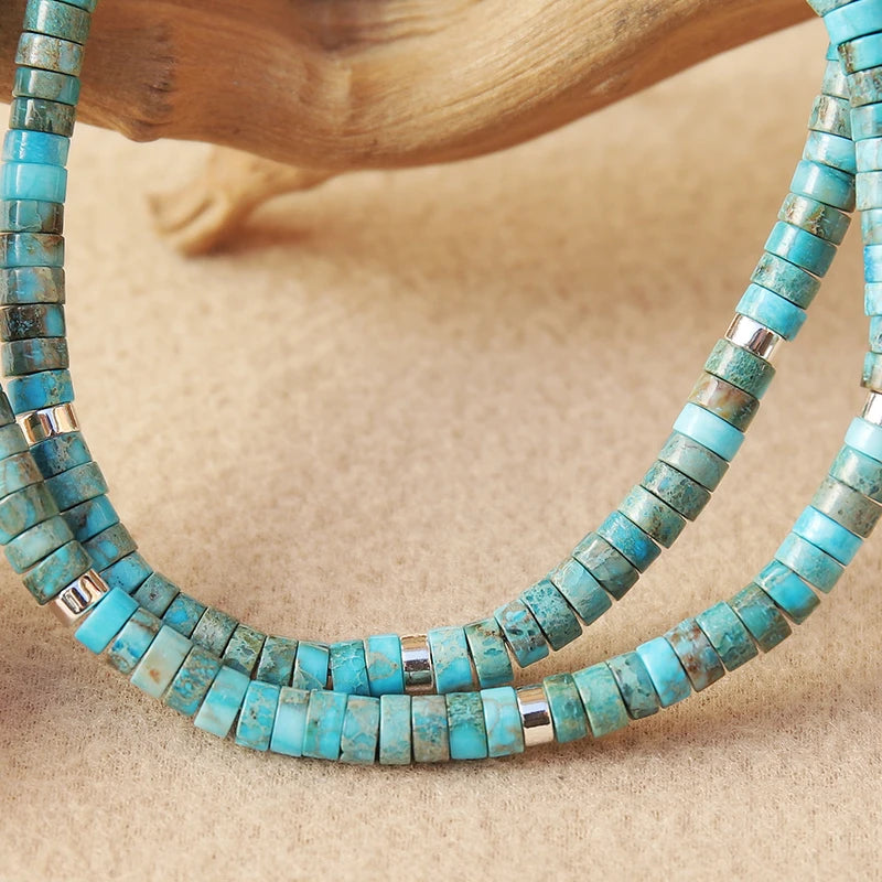 Natural Stone Turquoise Beaded Necklace for Daily Wear & Gifting - Handmade Jewelry