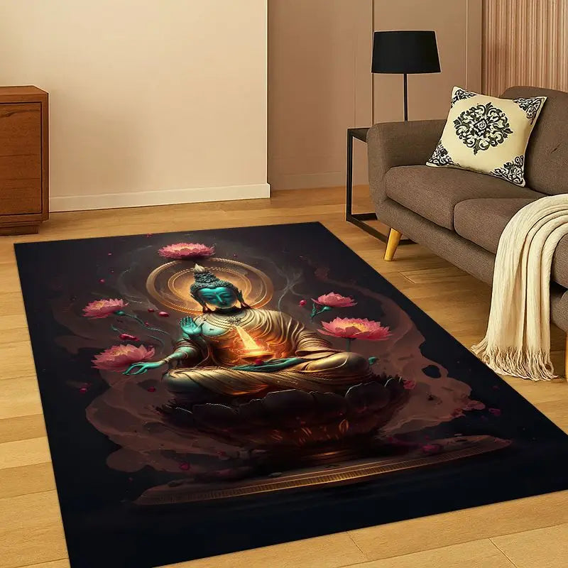 Faith Buddha Shakyamuni Cartoon Rug for Bedroom & Living Room Non-slip Doormat