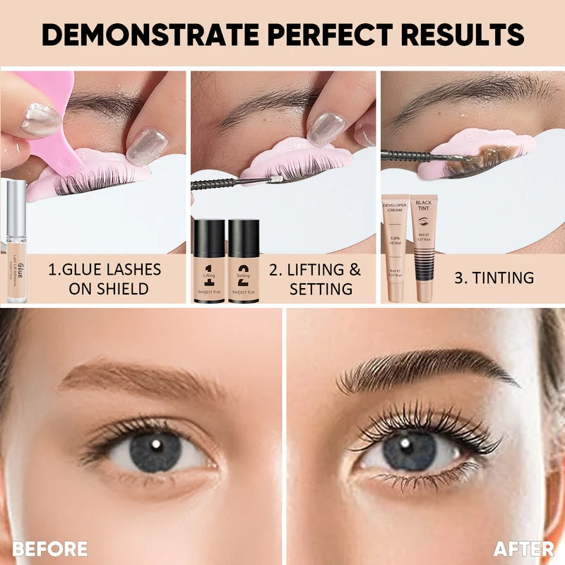 Lash Lift & Brow Tint Kit for Eyelash Perming and Eyebrow Dye - Long Lasting 5-8 Weeks