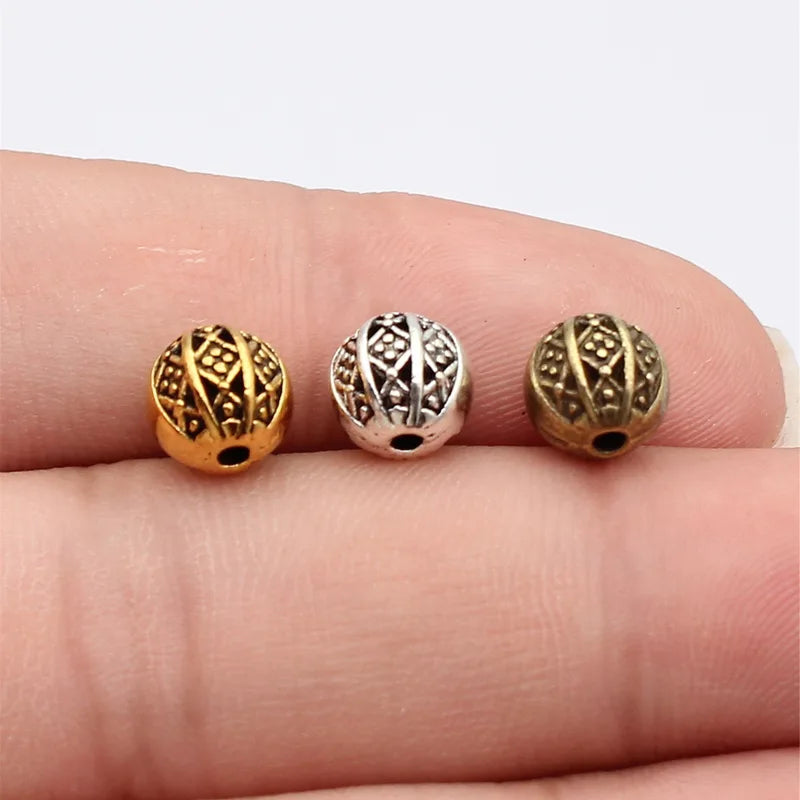 Geometric Rhombus Pattern Spherical Beads Set - 8.1x8x7.9mm 3 Colors