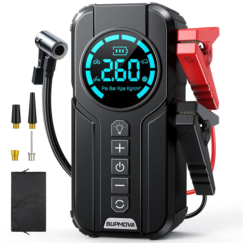Car Jump Starter Air Compressor Power Bank 150PSI Emergency Boost with LED Light