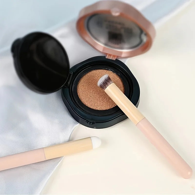 3Pcs Soft Mushroom Makeup Brush Set with Concealer Lipstick and Powder Sponges